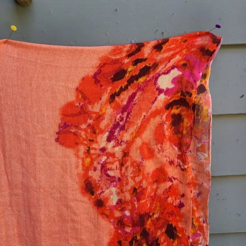 Orange print Pashmina - Picture 4 of 6